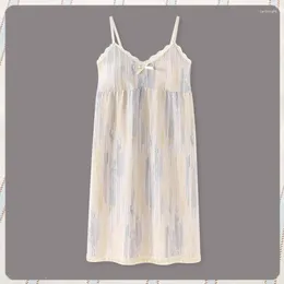 Women's Sleepwear Halter Sleepshirts Summer Cute Sweet With Chest Pad Nightgown Girls V-Neck Sexy Can Wear Outside Home Loungewear