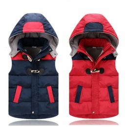 Waistcoat Child Winter Vest Warm Boys Girls Down Cotton Hooded Vest Coat Jacket Child Clothing Jacket for Boy Girl Winter Clothes 231016