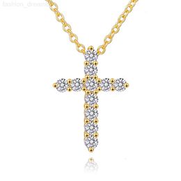 Geometry Vvs Moissanite Diamond Cross Pendant Necklace Women Zircon Pvd Gold Plated Hiphop Moissanite Cross Pendant For Men