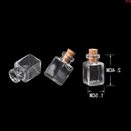 Mini Glass Bottles Pendants Rectangle Transparent With Cork Littles Jars For Gift 100pcs/lot good qty Jvovr