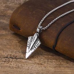 Pendant Necklaces Norse Viking Arrow Headed For Men Stainless Steel Double Sided Vintage Rune Amulet Talisman Jewellery Male