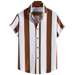 Men's Casual Shirts Camisas Para Hombre 2023 Fashion Striped Short-sleeved Shirt Men Clothing
