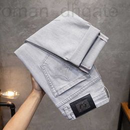 Men's Jeans designer Spring/Summer Korean Edition Small Foot Elastic Slim Fit European Brand Grey White Long Pants 6MJ6