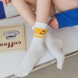 Women Socks Women's Kawaii Cute Funny Korean Version Smiling Ladies Happy Casual Sports Cotton Mid-tube