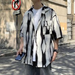 Men's Casual Shirts Men Tie Dye Summer Vintage Handsome Japanese Style Loose Chic Streetwear Teens Camisa All-match Clothing