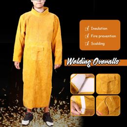 Aprons Apron Welding Protection Cowhide Leather Anti-scalding Work Safety Apron Wear-resistant Welding Foot Guard Shoes Covers 231013