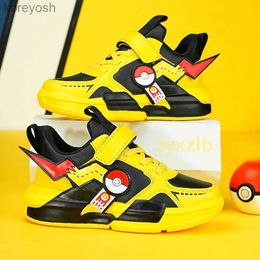 Athletic Outdoor Cartoon Kids Shoes for Boys Mesh Sneakers Children Comfortable Casual Sport Little Boy Running Tenis Yellow School Student ShoesL231017