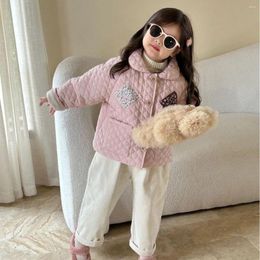 Down Coat 2023 Winter Children's Wear Korean Girls' Fragmented Flower Jacket With Cotton Lining