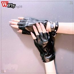 Fingerless Gloves Harajuku Spice Girls Rock leather Half Finger Gloves motorcycle Lolita JK Punk Gothic hip hop cycling photography Unisex womanL231017