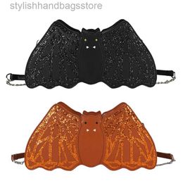 Cross Body Punk Style Messenger Bag Leather Sequins Bat Shoulder Handbags Pumpkin Sling PU for Halloween Party Giftstylishhandbagsstore