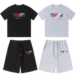 22FW Trapstar High Street Tracksuits Summer Men's t Shirt Short Sleeve Outfit Tracksuit Black Cotton Streetwear S-XL304e