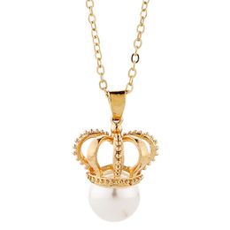 Hollow Crown Necklace Pearl Crown Pendant Collarbone Chain Pearl Necklace Female2206