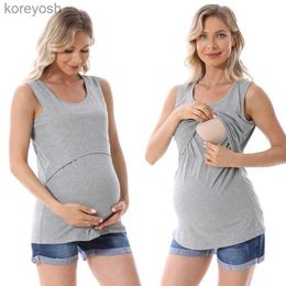 Maternity Intimates Maternity Nursing Vest Breastfeeding Tank Top Pregnancy T-shirt Lactation Sling Camisole Feeding UnderwearL231017