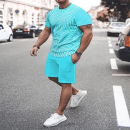 Men's Tracksuits 2022 Summer Men's T-shirt Male Casual Suit Simple Type Short Sleeve Shorts Oversized 3D Printing 2-piece205f