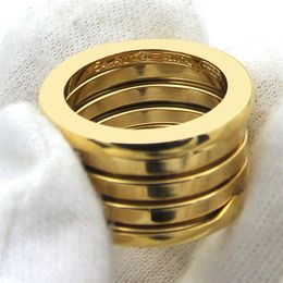 fashion jewelry 316L titanium steel plating spring ring rose gold wide ring 5 ring for woman and man1893