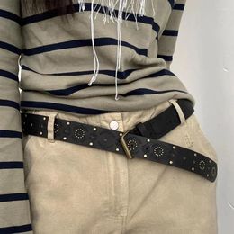 Belts Alloy Rivet Waist Belt With Adjustable Pin Buckle For Girls Skirt Pants