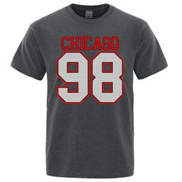 Men s T Shirts Chicago 98 Street City Letter Designer Tops Men Vintage Oversize T Shirt Summer Cotton Loose Tee Clothes Man Crewneck 231017