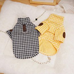 Dog Apparel Puppy Clothes Winter Autumn Pet Fashion Plaid Jacket Cat Cute Desinger Sweater Small Harness Maltese Chihuahua Yorkshire
