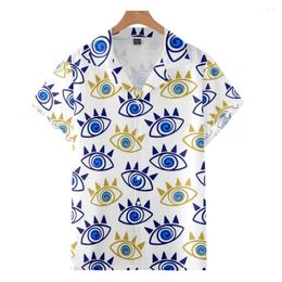 Men's Casual Shirts Eyes Print Shirt For Men Funny Short Sleeve Clothes Fashion Streetwear Vintage Loose Oversized Tops T-shirt