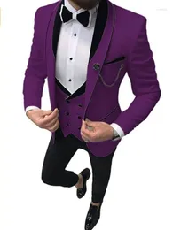 Men's Suits JELTOIN Classic Purple One Button Groom Suit For Wedding Groomsmen Men Terno Slim Fit Business Party Tuxedo 3 Piece