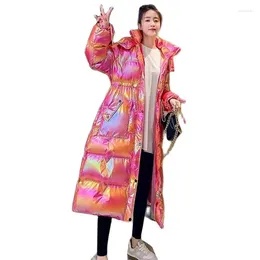 Women's Trench Coats 2023 Overcoat Parka Down Cotton-Padded Winter Thick Bright Colorful Long Knee-High Loose Women Keep Warm Jacket