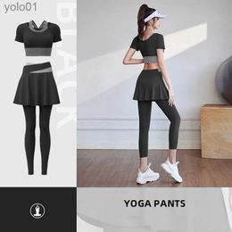 Women's Tracksuits 2 Piece Set Seamless Yoga Skirt Suit Women Sports Fitness Wear Gym Sports Workout Running Fe Leggings SuitL231017