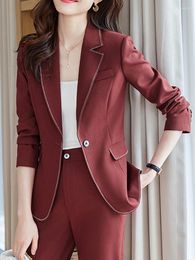 Women's Two Piece Pants Sets Womens Outifits 2023 Autumn Fashion Slim Turn-down Collar Long Sleeve Blazer Coats High Waisted Pant Suits