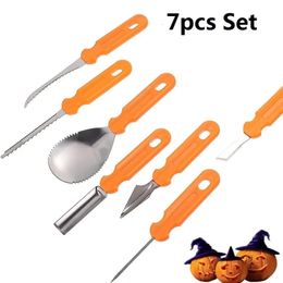 Kitchen Knives 7pcs Pumpkin Carving Kit Tools Halloween Tool Set Stencils Cutting Supplies Engraving 231017