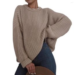 Women's Sweaters Women Fall Winter Sweater Cosy Stylish Loose Fit Round Neck Long Sleeve Solid Colour Thick Knitted