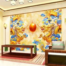 Wallpapers Chinese Embossed Golden Dragon Custom Wallpaper Living Room Home Decor Mural Bedroom Industrial 3D Po Wall Paper