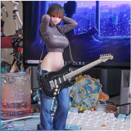 Finger Toys 200mm Anime Figure Guitar Meimei Guitar Sisters Mei Mei Sexy Girl Pvc Action Figure Toy Adults Collection Model Doll Gifts