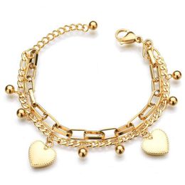 Whole- Party Boho Jewelery Adjustable 18K gold Bracelets Lady Heart Charms Gold-plated Bracelets & Bangles Friends Gifts255q