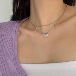 Pendant Necklaces Fashion Double Layer Chain Heart Cross Charm Necklace For Women Girls Wedding Party Jewelry Choker Dz630