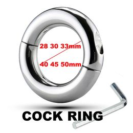 Stainless Steel Male Cockring Clamp Chastity Cage Adult Sex Toys Screw Penis Ring Bondage Scrotum Dick Stretcher Cock Ring Delay For Men