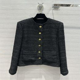 2023 New Autumn Winter Milan Runway Jackets O Neck Long Sleeve Women's Tops High End Jacquard Designer Coats 0724-92606