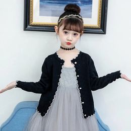 Cardigan Toddler Teenager Ubrania Szkoły Dziewczyny Kardigan Knitted Sweter Dzieci Kardigan Baby Girl Sweter Long Rleeve Kurtka 231017