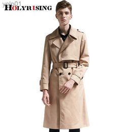 Men's Wool Blends Holyrising S-6XL Long Trench Coat Men gabardina hombre Classic British Windbreaker Double Breasted Solid Beige Wind Coat 18495-5L231017