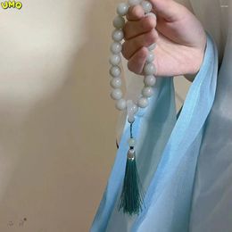 Strand Tibetan White Jade Bodhi Root Hand String Green Grapes She Taicui The Same Style Tassel Buddha Beads Holding Stationery Men's An