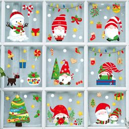 Wallpapers Chrismas Decoration Window Wall Sticker Electrostatic Glass Door PVC Stickers Set 20 30 Cm 9Pcs Santa Claus Children's Room