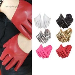 Fingerless Gloves 1PC Fashion Leather Sexy Dancer Modelling Half Finger PU Gloves Ladys Fingerless Driving Show Pole DanceL231017