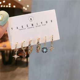 Fashion Rainbow Star Hoop Earings Set Cute Star Sets Hoop Earrings For Woemn Korean Jewelry Accessories248g