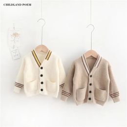 Cardigan Baby Boys Kardigan Dzieci dzieci Swatery V-dnik Dzieci Srzęć Zamkotyk Woolen Boys Girls Sweter Toddler Sweter 231017