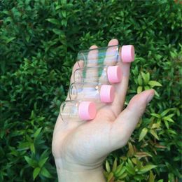 8ml 15ml 20ml 25ml Glass Bottles With Plastic Cap Pink Screw Storage Vials Jars 50pcsgood qty Dthvx