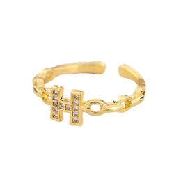 Women's 14K Gold Plated Initial Ring Stackable Ring, Initial Adjustable Crystal Set Initial Ring Bridesmaid Gift