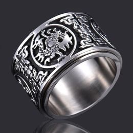 Cluster Rings Silver Original Creative Dragon Pattern Chinese Elements Without Inlay Big Domineering Exaggerated Niche Design Men&240m