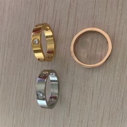 Never fade 316L Titanium steel love rings 18K gold rose gold silver Wedding diamond Ring for men women engagement male female alli330Z