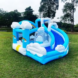 منزل ترتد قابلاً للنفخ مع منفاخ للحفلات والغيوم العطلة للأطفال Playhouse Slide Bouncy House Outdoor Play Play Jumping Slide Slide Combo Park Toys