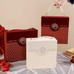 Gift Wrap Square Velvet Boxes Camellia Printing Packing Box For Valentine's Day Anniversary Baby Shower Wedding Favors