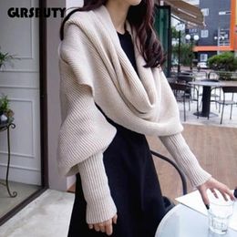 Scarves Sleeve Wool Scarf Women Knitted Shawl Scarves with Sleeves Men Korean Style Scarf Winter Warm Large Scarves 231016