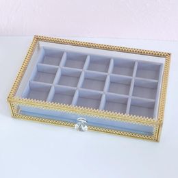 Jewellery Pouches Glass Box W/ Lids Clear Wedding Earrings Rings Showcase Display Tray